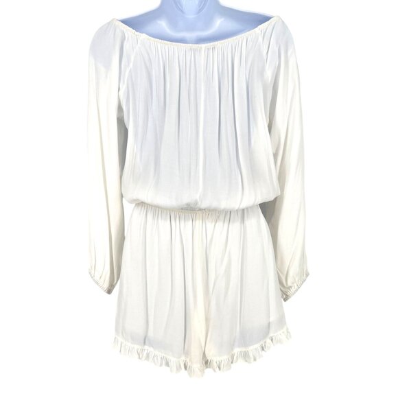 Fraiche By J White Off-Shoulder Ruffle Hem Romper Size Small - Picture 7 of 13